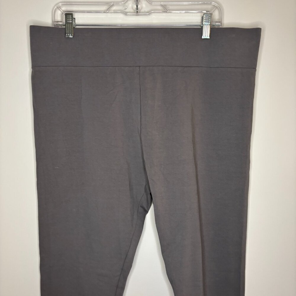 LOGO LAYERS Sheila Pull On Pants Womens L Gray Stretch Ankle Knit Layer